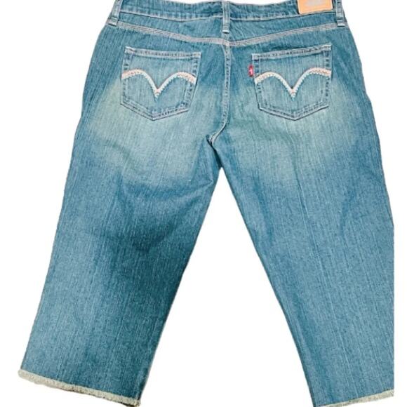 Levis 515 Capri Women's Pants Blue Jeans Stretch Cropped Denim Size 14 - Picture 1 of 11
